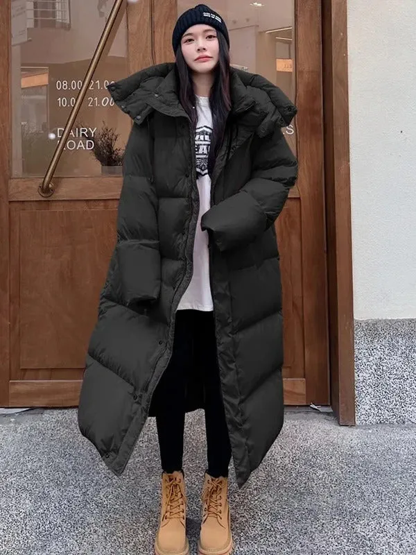 Warm Winter Pink Hooded Long Women Parkas Chaqueta Thick Cotton Padded Windproof Parcas Overcoat Casual Loose Snow Wear Jaquetas