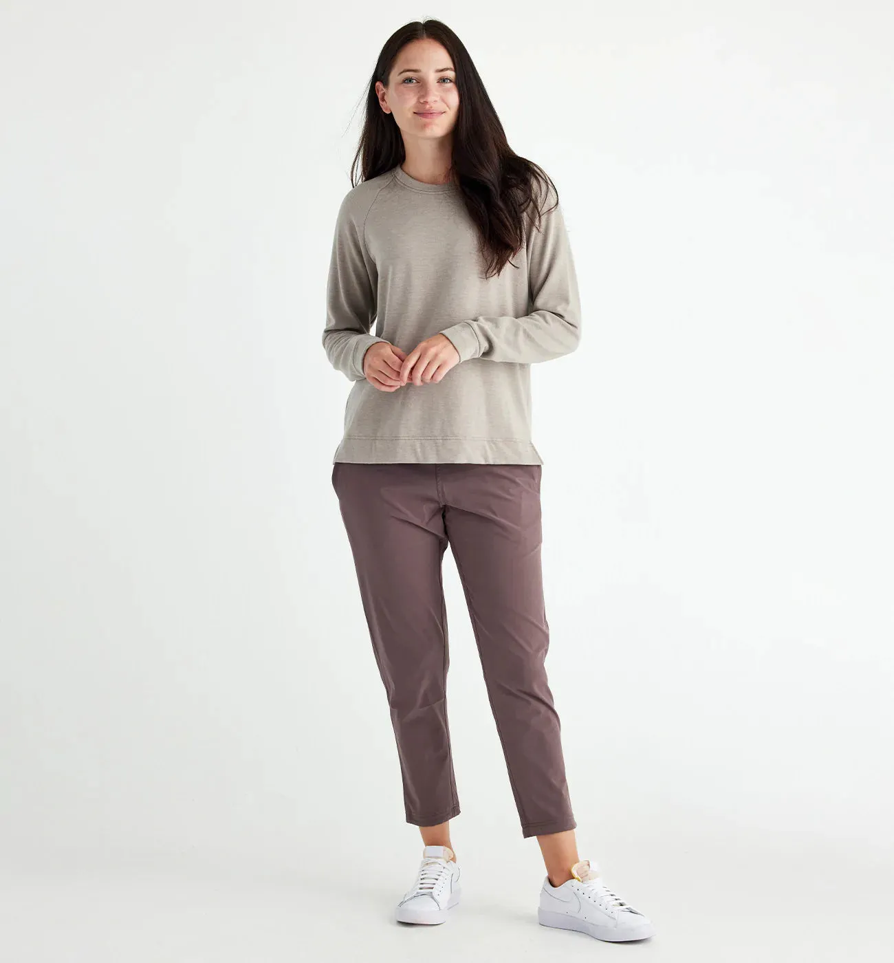 Women's Bamboo Lightweight Fleece Crewneck Pullover - Heather Stone