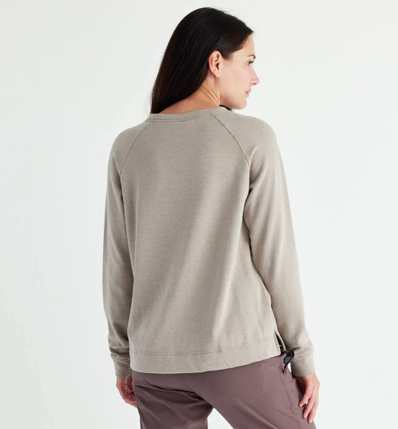 Women's Bamboo Lightweight Fleece Crewneck Pullover - Heather Stone