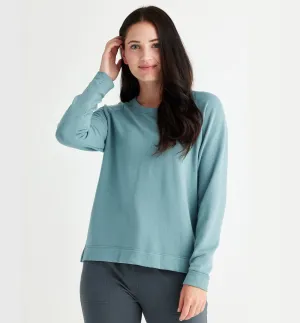 Women's Bamboo Lightweight Fleece Crewneck Pullover - Stormy Sea