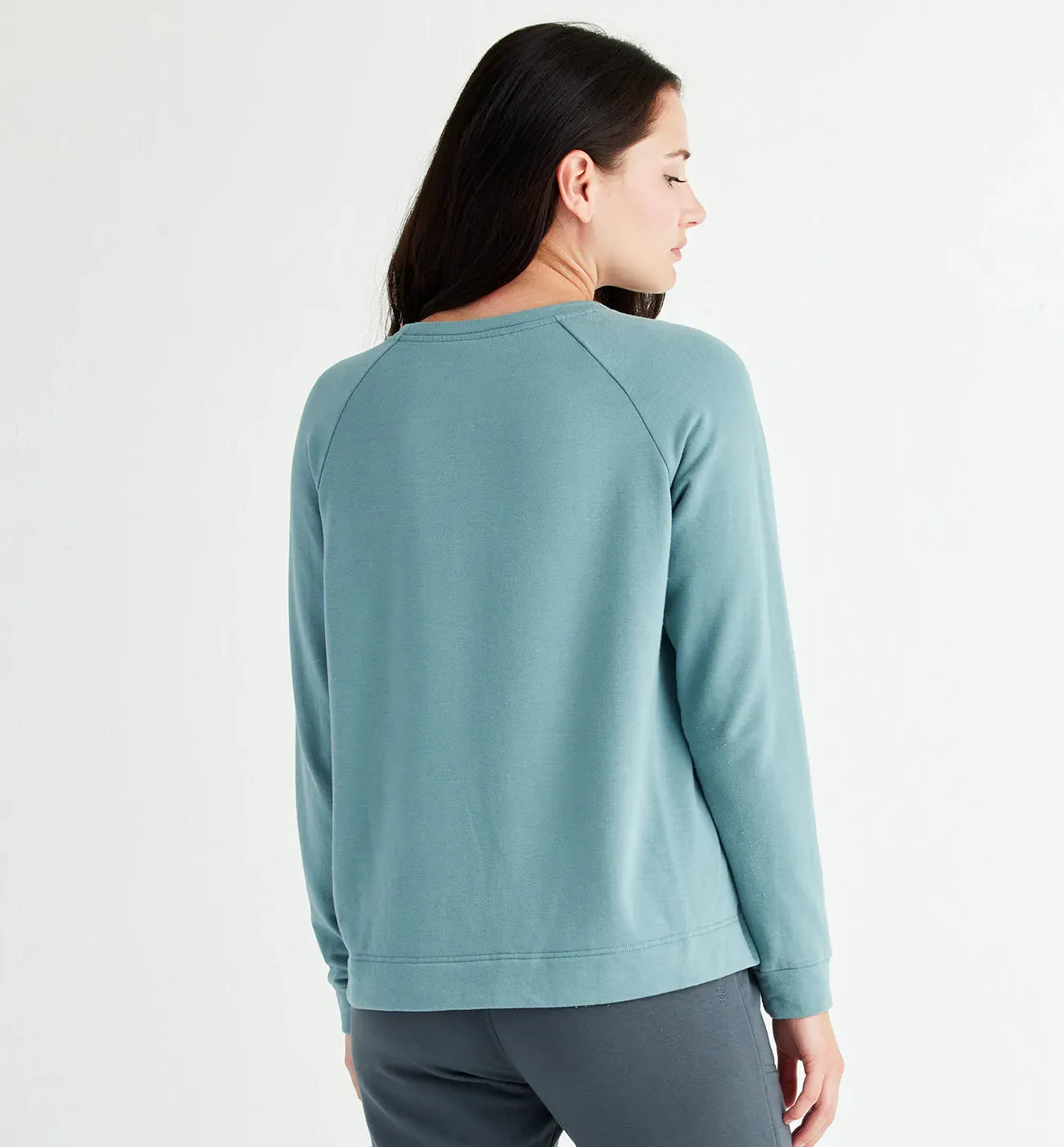 Women's Bamboo Lightweight Fleece Crewneck Pullover - Stormy Sea